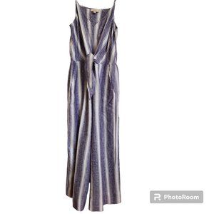 LOFT Outlet Striped Jumpsuit  with adjustable Spaghetti Straps Tied Waist Size M
